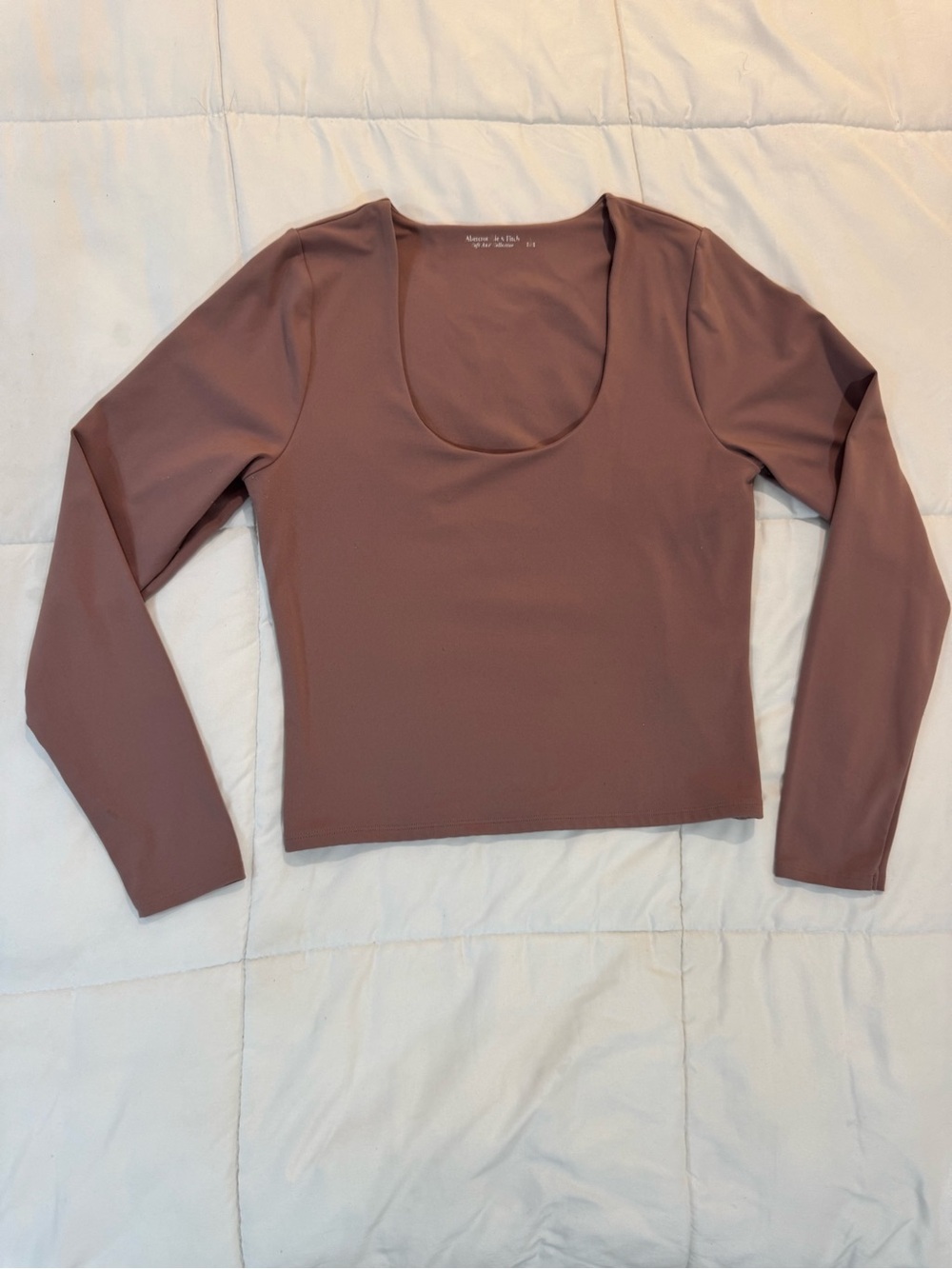Abercrombie & Fitch Scoop Neck Long Sleeve Top - Dusty Mauve
